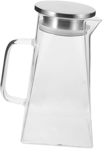 Ciieeo Jarra De Agua Fría Cuadrada 1300 Ml De Vidrio Resistente Al Calor Asa Reforzada, Lanzador Multifuncional Para Hogar, Fiestas y Picnic, Tetera Para Zumo y Bebidas Frías