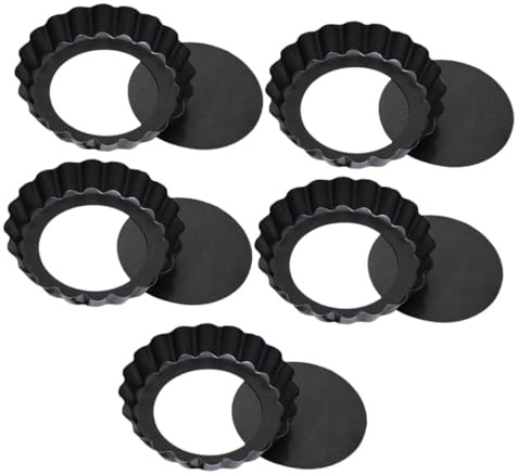FUNNETOYU 5piezas Bandejas Para Hornear Pizza Resistentes Al Calor De Metal Para Hornear Tartas Caseras y Crear Moldes Antiadherentes Para Tartaletas De Huevo