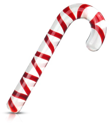 Christmas Crystal Butt Plug, Candy Cane Glass Dildo, Clear Large Anal Plug for Adult, G Spot Stimulation Sex Toys for Men, Women, Gay, Couple (20cm)