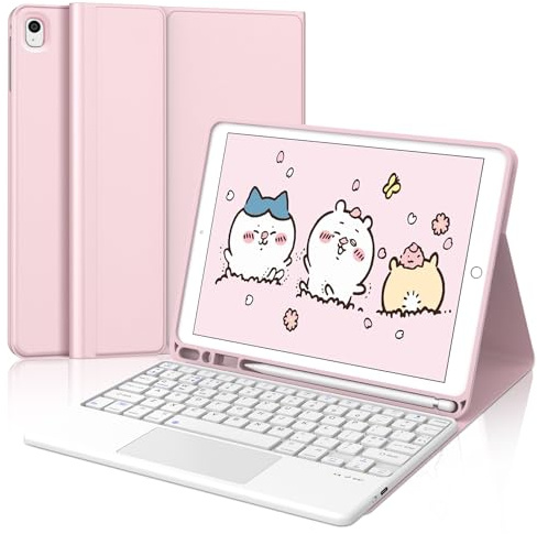 JADEMALL Funda de teclado con panel táctil para iPad de 10.2 pulgadas 9ª/8ª/7ª generación, rosa
