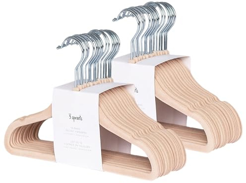 3 Sprouts Cintres Bébé en Velours, Antidérapants, Lot de 30, Noisette | 30 cintres velours, Antidérapants, 29 cm, Vêtements bébé/enfant, Couleurs douces, Penderie bébé, Velours antidérapant
