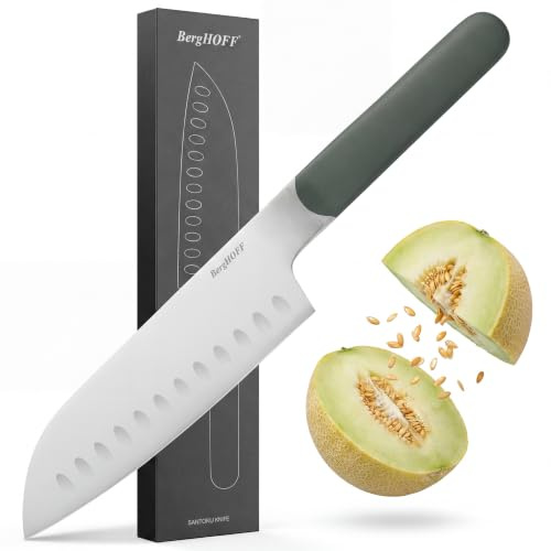 Berghoff Home Santoku-Messer 16,5cm - Küchenmesser edelstahl - Kochmesser - Messer scharf - Khaki