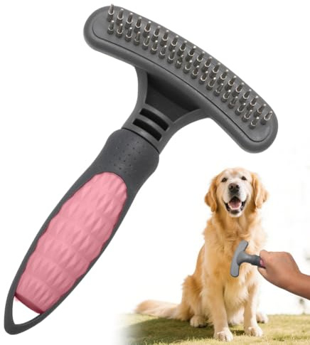 Umllpet hund och kattborste, hundborste långt hår & kattborste, pälsutredare borttagare, underullskam, tar bort underull och tovning, tovningskam (rosa)