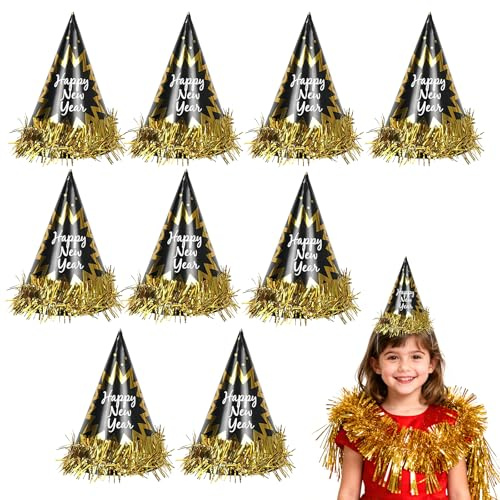 9 Stück Silvester Partyhüte, Neujahr Deko Partyhütchen, 2026 Silvester Partyhüte Accessories, Frohes Neues Jahr Kegel Hüte für 2026 für Neujahr Deko Neujahrstag Foto Requisiten Neujahrstag Party