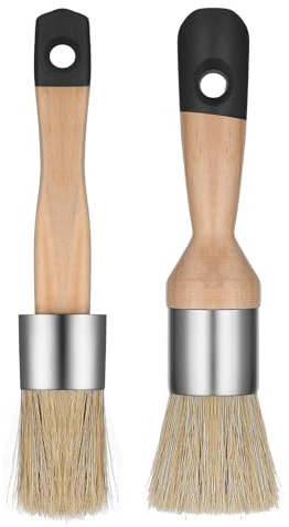 2 stycken kritfärger för möbler, krit- och vaxborste, krita, färgpensel, naturlig stencilpensel, kritborste, rund vaxborste, naturborst för möbler, trämöbler, folkkonst, heminredning