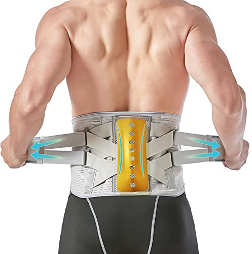 BraceTop Rückenstützgürtel für Herren und Damen, Rückenbandage für Rückenschmerzen Lindern, Lendenwirbelstützgürtel bei Ischias und Skoliose, verstellbare, atmungsaktive Rückenstütze