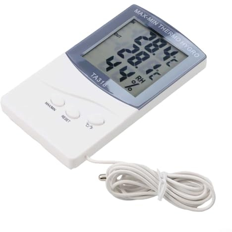 Termómetro digital higrómetro con sonda 1pc TA318 LCD interior exterior montado en la pared temperatura y humedad Monitor para uso doméstico Oficina