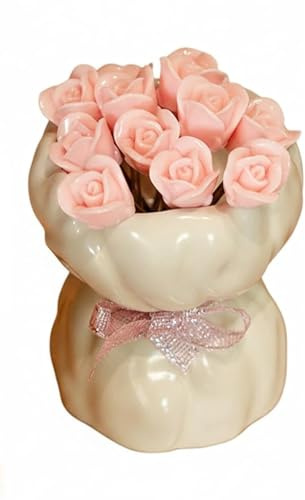 Tenedores para fruta con forma de rosa Juego De 24 Tenedores Fruta Rosa Artificial Novedosos For Cocina Casera, Con Forma Elegante Jarrón(White)