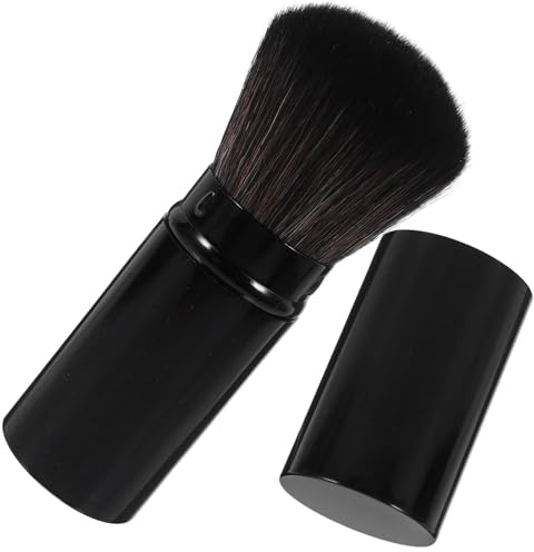 Amosfun Brocha para Rubor Retráctil Grande, Cepillo de Maquillaje Portátil para Polvos Sueltos, Cerdas Gruesas y Flexibles, Herramienta Cosmética para Maquillaje de Dama, Adecuado para