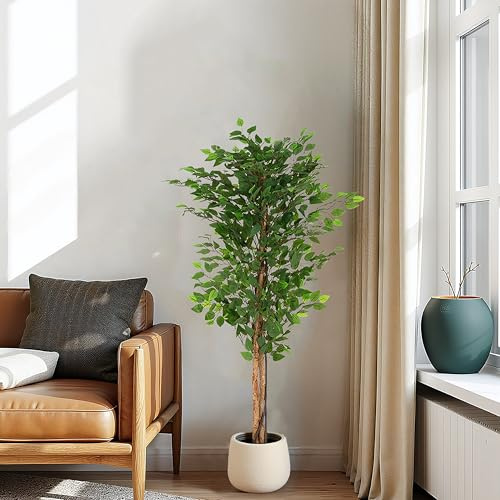 63 Artificial Ficus Tree with Black Plastic Pot