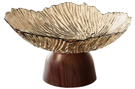 Jiuvaso Vassoio decorativo per frutta e snack, con piedistallo, ciotola da portata con piedini alti, per soggiorno, ufficio, cucina, bancone, Oro
