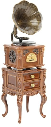 Arecobticy Figurine phonographe miniature vintage pour amoureux de l'esthétique antique et des décors distinctifs Gramophone vintage