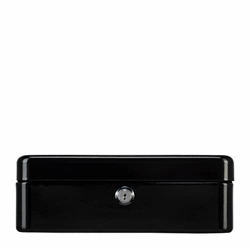 BURG-WÄCHTER Caja de caudales con cerradura de llave y bandeja para dinero, Chapa de acero, Money 5025, Negro