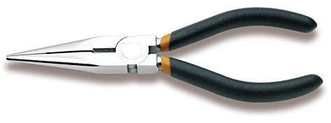 Beta 1166 200 - Pinze a becchi mezzotondi lunghissimi diritti zigrinati, cromate, manici ricoperti con 2 strati di PVC antiscivolo