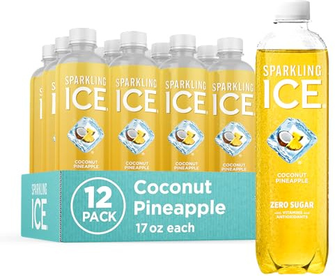 Sparkling Ice, Coconut Pineapple Sparkling Water, Zero Sugar Flavored Water, with Vitamins and Antioxidants, Low Calorie Beverage, 17 fl oz Bottles (Pack of 12)