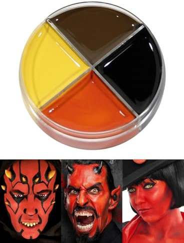Maskworld Professionelle Theater-Schminke für Teufel - Horror Make-Up Set Creme Schminkdose 4 Farben - Halloween Karneval Motto-Party