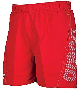 arena män badshorts grundläggande logo boxer (snabbtorkande, sidofickor, dragsko, mjukt material) Red-white (41) Large