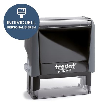 STEMPEL-FABRIK Trodat Printy 4912 Adressstempel 47x18 mm, 5 Zeilen, Grau | der Trodat Adress-Selbstfärber mit Wunschtext – 5 Zeilen für die komplette Anschrift, Kissen austauschbar