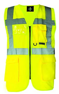 Korntex Unisex KXMFGXL Warnweste Multifunktion mit Taschen, Gelb, XL EU