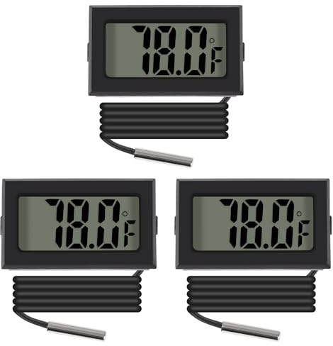 ACEIRMC 3pcs Black Digital LCD Thermometer Temperature Monitor with External Probe for Fridge Freezer Refrigerator Aquarium (Fahrenheit)
