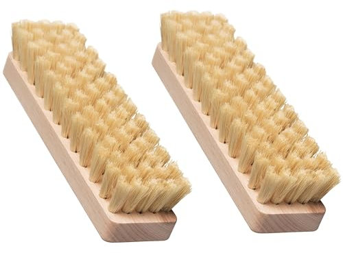 2er Set Scheuerbürste, Made in Germany, Wurzelbürste aus Holz mit Naturborsten aus Fibre, Scheuerbürsten, Wurzelbürsten, Hand Schrubber, Putzbürste, Bürsten Griff aus Holz
