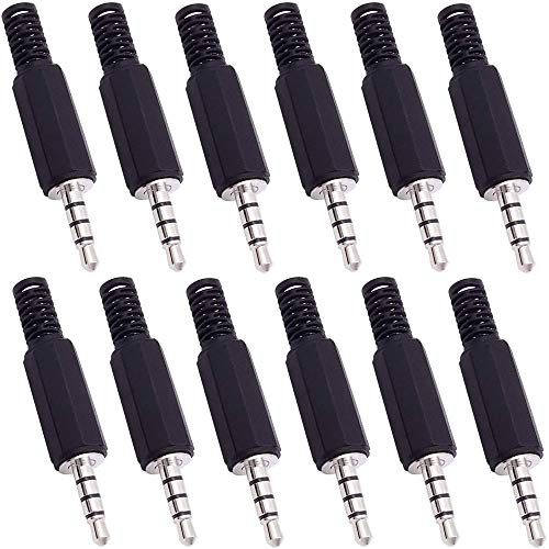 RUNCCI-YUN 12 st kontakt ersättning 4-polig 3,5 mm hane reparation hörlursuttag metall ljud lödadapter omvandlare headset stereoplugg
