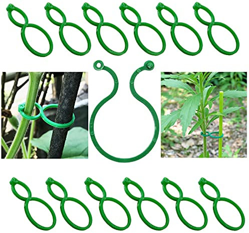 Taasmoog Plant Rings Green Clips, 100Pcs Garden Plant Ties Support Clips Twisty Plant Rings for Securing Vines Stalks Flowers to Grow Upright Plant Support Clips