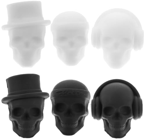 Luxshiny 6Pcs Silicone Skull Wine Glass Markers Unique Cup Decorations for Parties Halloween Bar Gatherings Drink Identifiers