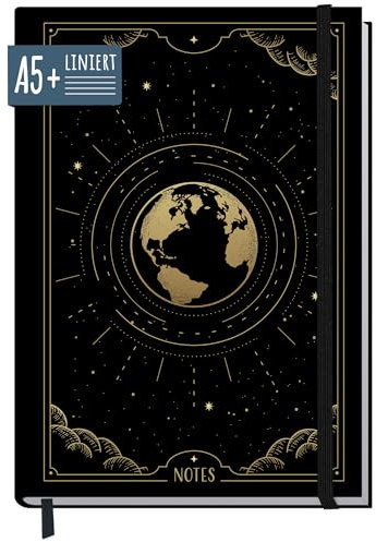 paper&you® Notizbuch A5+ liniert mit Gummiband New Adventures 156 Seiten, 78 Blatt - als Journal, Tagebuch, Notizheft - nachhaltig & klimafreundlich