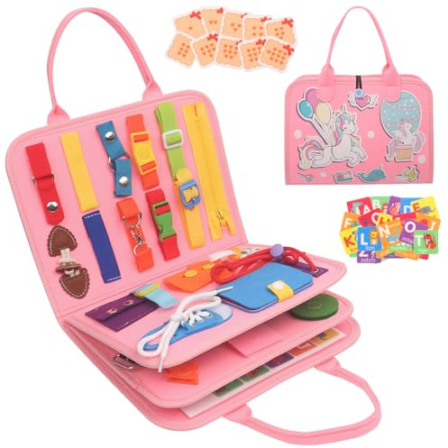 Withosent Busy Board für Kleinkinder 4-Schichten, Activity Board Tragbar Montessori Spielzeug, Baby Sensory Board ab 3 4 Jahre Mädchen Junge, Grundkenntnisse Erlernen Motorikspielzeug