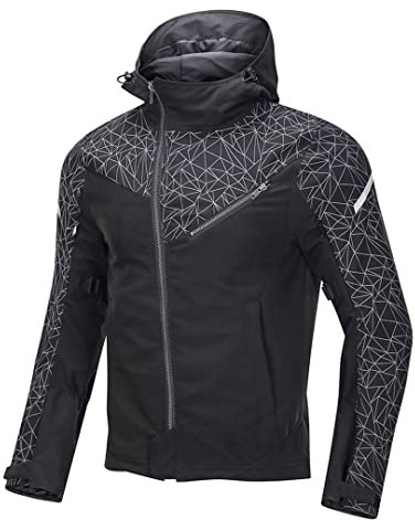 Hcclijo Wasserdichte Motorradjacke für Herren, Schutzausrüstung, reflektierend, Nacht, LY2008, Schwarz, M