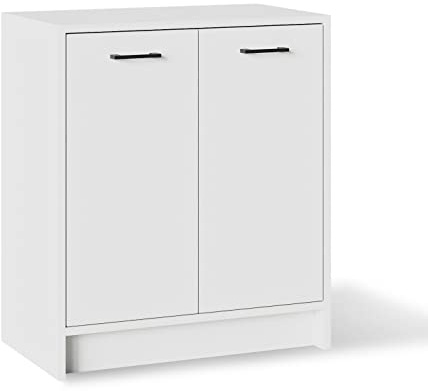 MeblePitus Kommode Mit Türen Weiß Ohne Schubladen - Sideboard Büro 80 x 70 x 40 - Standschrank - Mehrzweckschrank Beistellschrank