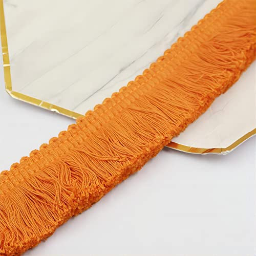 3 Meters 3,8 cm Dicke Baumwoll Fransenborte, Fransenband Quasten Trim HäKelband Spitzenband Fransenbesatz Spitzenborte Dekoborte FransenbordüRe Quastenbesatz Gardinenband StoffbordüRe NäHborte,Orange