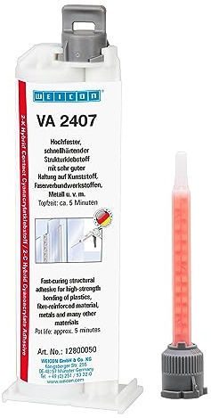 WEICON VA 2407 Cyanacrylat-Klebstoff 50 g, 2K Sekundenkleber Doppelspritze, für Kunststoffe & Metall, Strukturkleber