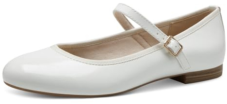 MARCO TOZZI Women's Ballet Flats with Straps, Vegan, White (White Patent), 5 UK