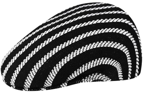 Kangol Twist Stripe 504 Flatcap Schirmmütze Schiebermütze Herren - mit Schirm, Futter Winter Herbst-Winter - M (56-57 cm) schwarz