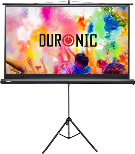 Duronic TPS75 16/9 schermo di proiezione opaco, per case, uffici, scuole, teatri e cinema, con treppiede| Schermo da 75” – area proiettata 166 x 93| Montabile a parete o a soffitto