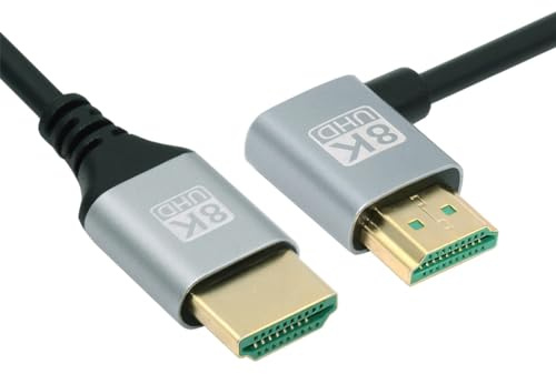 NFHK Câble HDMI 2.1 HDTV ultra fin 8K 4K hyper super flexible cordon fin coudé à 90 degrés type A mâle vers mâle pour ordinateur HDTV 100 cm