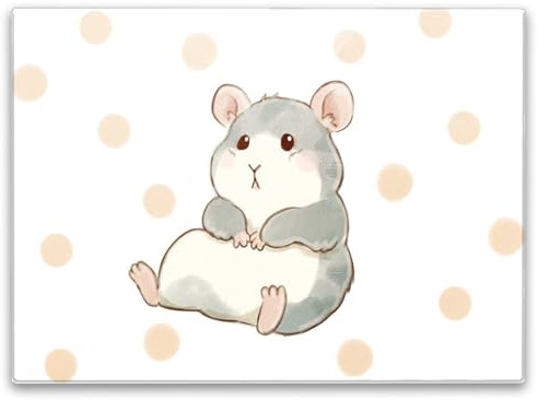 Hamster Schneidebrett in 39x28cm im Aquarell-Stil ein niedliches Küchenbrett für Nager-Fans mit Motiv Kinder Geburtstag Glas Haustier Schneidbrett Hobbyköche Profiköche