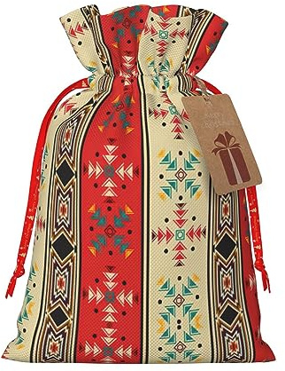 DURAGS Navaho-Stil Geschenktasche mit Kordelzug, schicke Stoff-Geschenktüte für Weihnachten – ideal für jeden Anlass