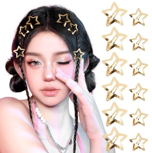 BOFUNX 12pcs Pinzas para el Pelo con Diseño de Estrella Y2K Clips de Metal Horquillas Antideslizantes Accesorios para el Cabello para Mujeres Niñas