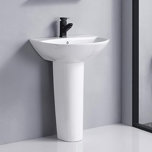 Standwaschbecken, einteiliges freistehendes Standwaschbecken, Standbadezimmerwaschbecken mit Überlauf, glänzend weißes Standwaschbecken, Gästetoilettebecken, Haushaltsbadezimmerwaschbecken