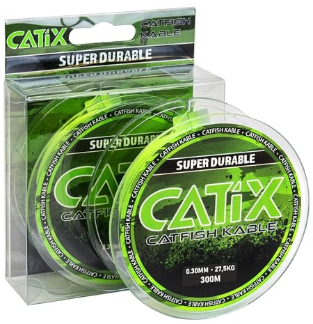 Catix Catfish Kable 8-Braid Wallerschnur 300m – Hochleistungs-Welsschnur – Extrem Abriebfest & rundgeflochten – Fluo Green für Nachtsicht – Wels-Angelschnur 0,30mm / 0,45mm / 0,60mm