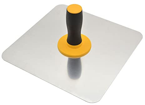 llana de enyesado llana de acero inoxidable Paleta apuntadora Placa de aluminio Paleta de enlucido Tablero de mano de enyesado con mango de agarre cómodo, herramienta de enlucido de paneles de yeso fo