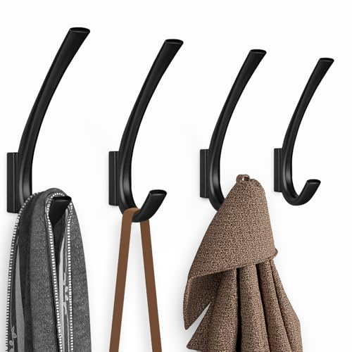 JCHOUS Große Kleiderhaken für Wand, 4 Stück, robuste Wandhaken, Schraubhaken zum Aufhängen von Mantel, Handtuch, Tasche, Hut