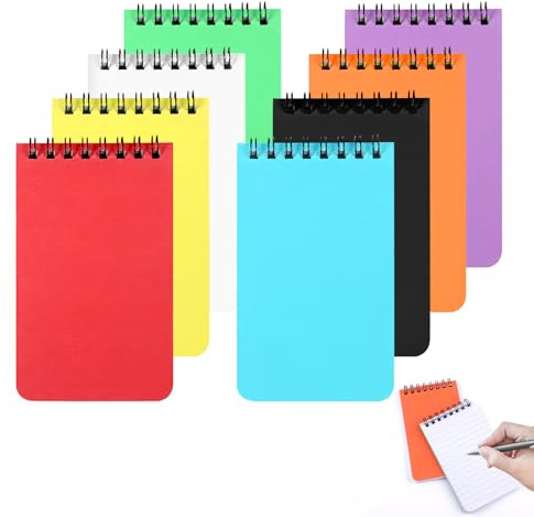 Svalor Mini Notebook,8 Pack Spiral Small Notebooks Pocket Size 12.6cm x 7.6cm,Pocket Notepad with Colorful Covers for Office School Memo Tactical Steno Pads