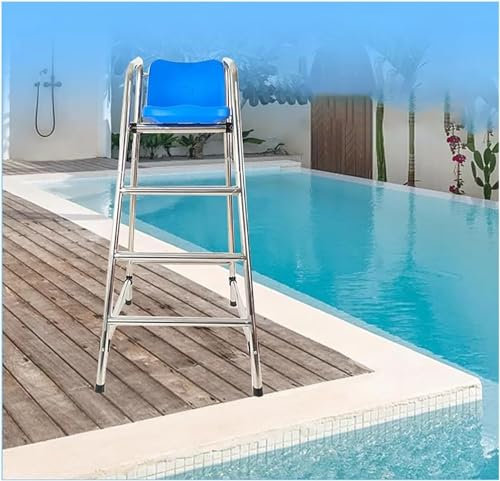 AviiSo Stahl Poolleiter 120 cm, 150 cm, 180 cm groß Rettungsschwimmerstuhl für Deck Patio Lake Beach, Schwimmbecken-Rettungsschwimmerstühle aus Edelstahl mit Sitz, Belastbar mit 330 kg(Size:78x92x150c