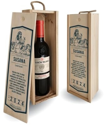 DEREGALOOS Set de Vino Personalizado Profesores | Regalo Original Personalizado | Caja de madera con o sin Botella de Vino | Regalo Fin de curso (Caja, Gracias por tu gran labor)