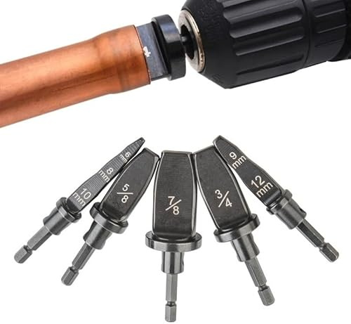 Uadme Set di punte per trapano, set di 5 pezzi multifunzione in rame espansore per tubi HVAC, strumenti manuali per tubi con dimensioni 6/8/9/10/12/16/19/22 mm
