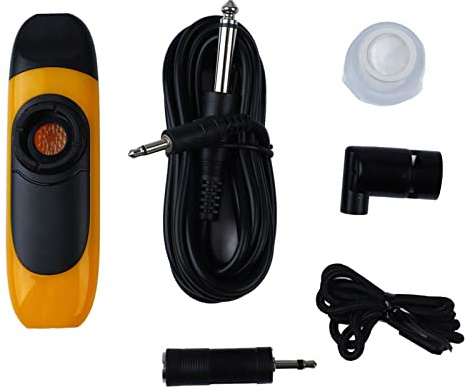 Elektrisches Kazoo, 11 Cm Mini-Kazoo mit Tonabnehmer, Professionelles Tragbares Kazoo-Set aus Harz und Aluminiumlegierung für Gitarre, Ukulele, Violine, Klavier (YELLOW)